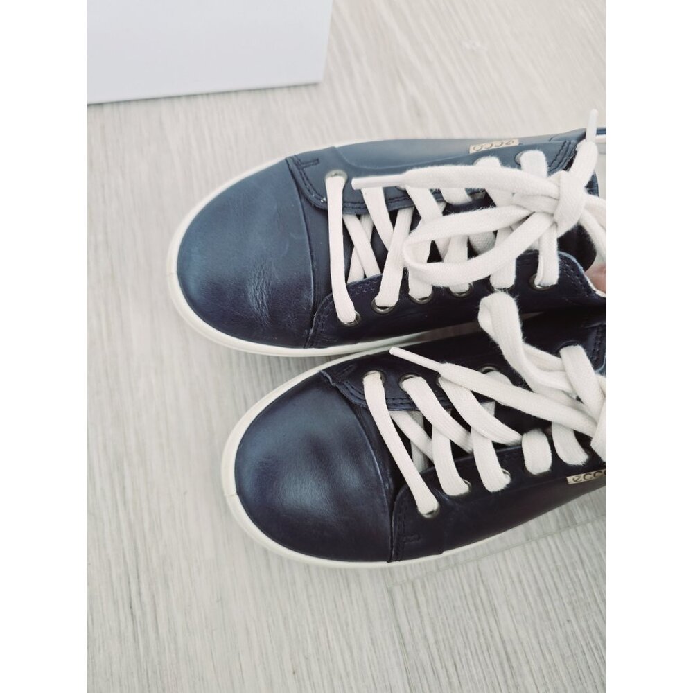 ECCO Soft 7 Navy Blue Lace Up Womens Leather Cap Toe Sneaker Shoes 7 7.5 38 - Picture 8 of 12